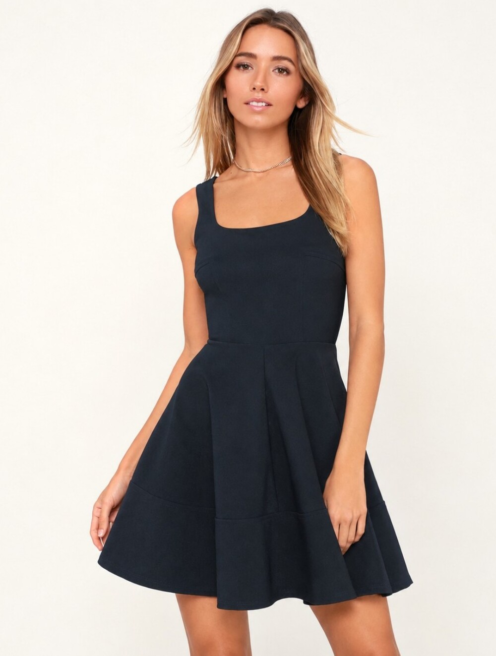Lulus Home Before Daylight Navy Blue Skater Dress - Size XL